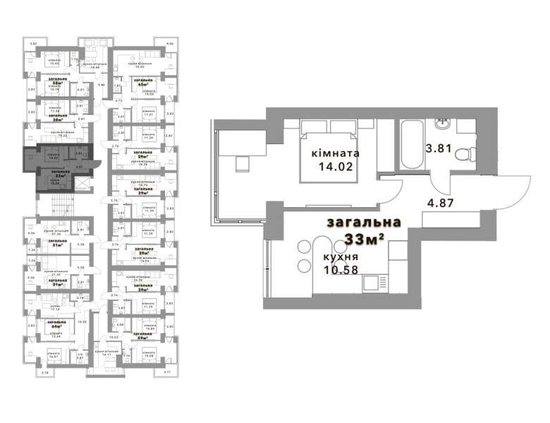 Квартира 33m 1k